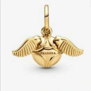 🌺New Pandora Shine Gold Harry Potter Golden Snitch Wings Pendant Charm